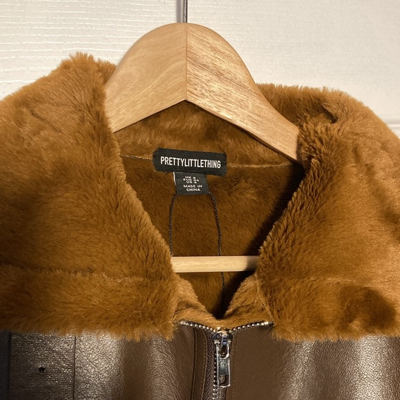 PrettyLittleThing Faux Fur Leather Jacket - Picture 3 of 8
